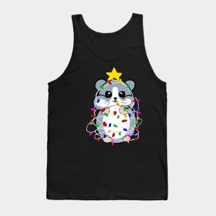 Grey hamster in Christmas lights and star Tank Top